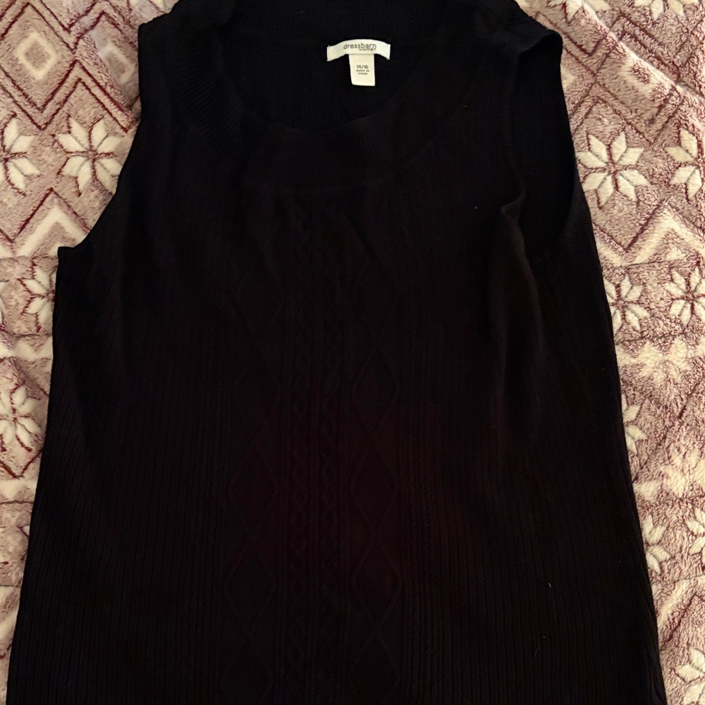 Dressbarn Black Ribbed Knit Top